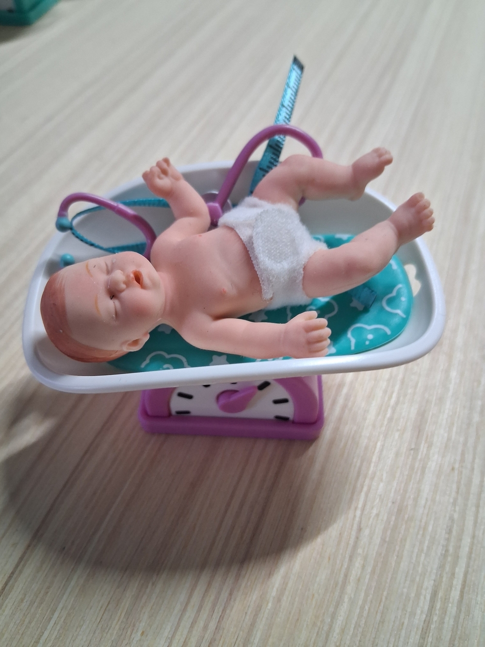 Baby Bath Scale Toy - Pink and Teal Infant Doll Accessory